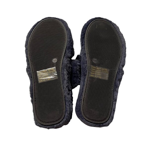 Torrid Women's New Navy Blue Double Band Faux Fur Slipper Sz 9.5 Extra Wide Widt - Picture 7 of 8